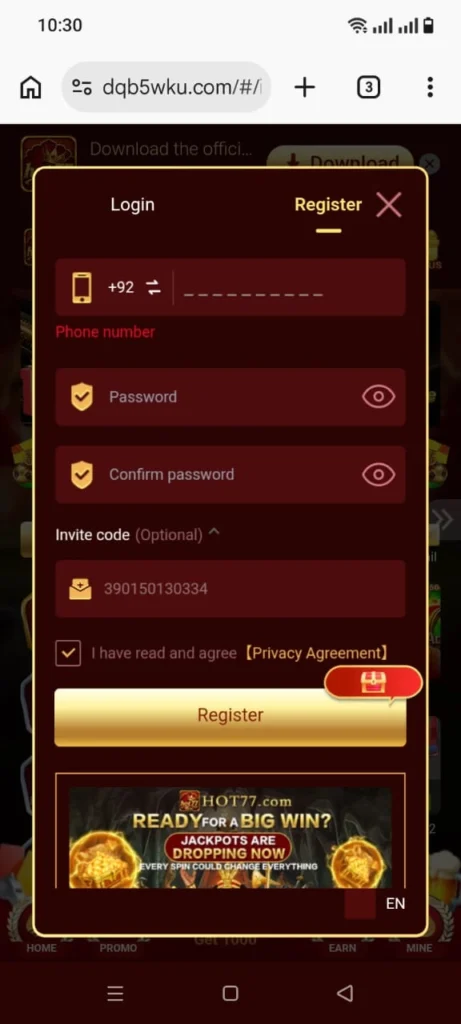 Hot77 Game download adn registration