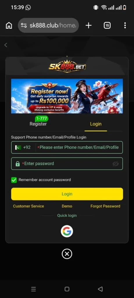 sk888 game login and registration