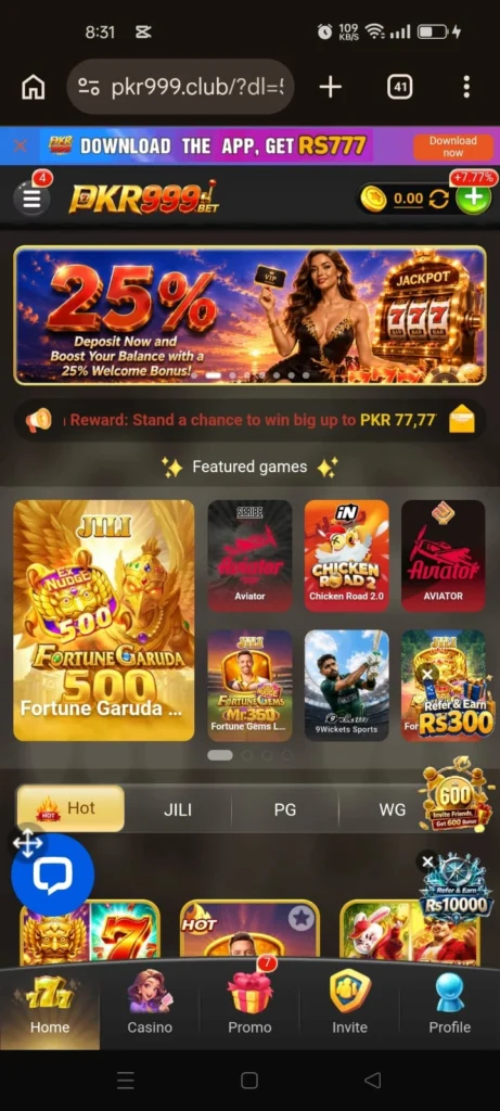 pkr999 Game homepage 